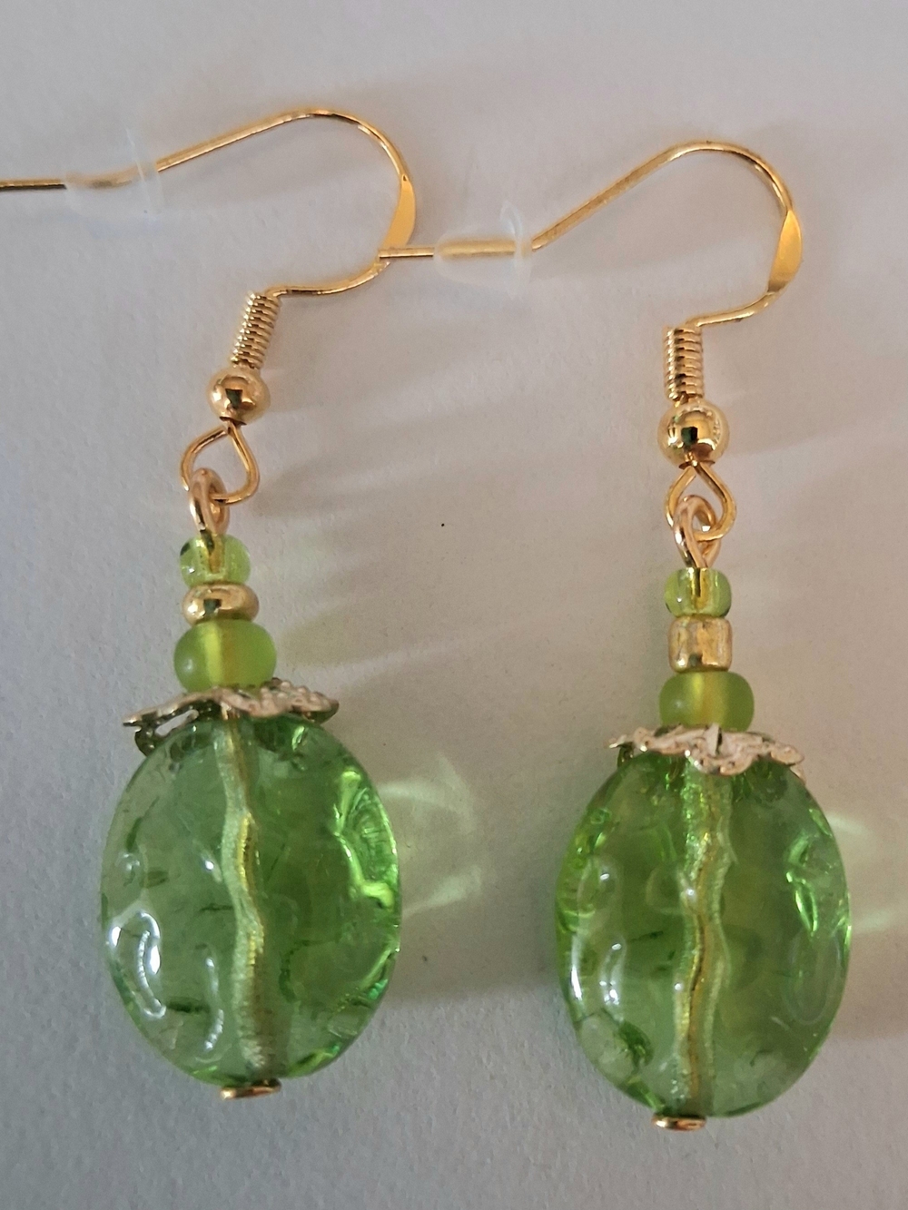 Handmade Green Glass Bead Earrings - Elegant Women Jewelry